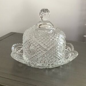 Vintage Clear Glass Butter Dish with Lid